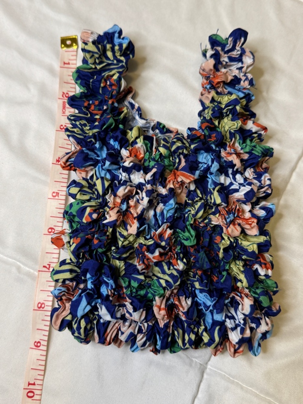 Crinkle Popcorn Floral Mini Tote Bag Multicolored‎ Blue Pink Green - Picture 6 of 8
